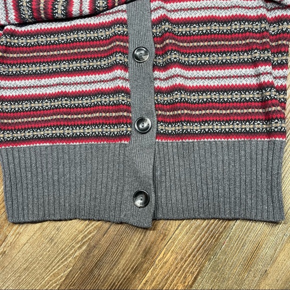Eddie Bauer Fair Isle Wool Angora Blend Womens Sweater Button Front Cowl Neck XL - Picture 5 of 11